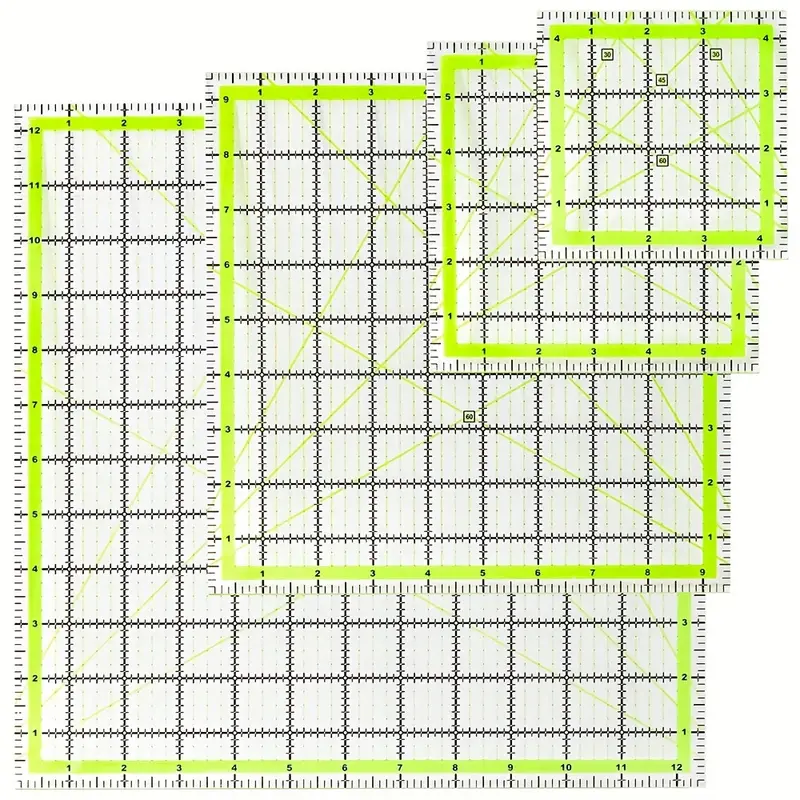 AUTOTOOLHOME 6.5 X 12 Inch Acrylic Quilting Ruler - Clear Grid With Angles For Precision Fabric Cutting