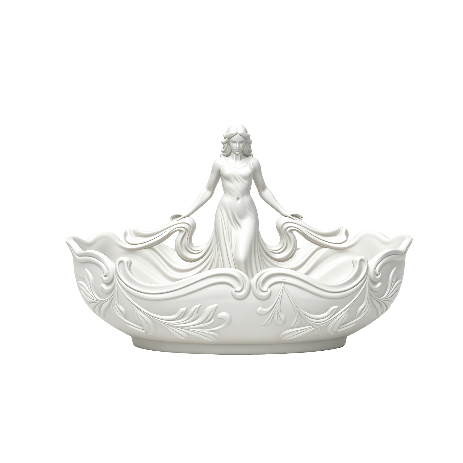 TEMU 1pc White Goddess Figurine Trinket Bowl, Decorative Vanity Jewelry Holder Dish, Organizer For Cosmetics Keys Small Accessories, Home Desktop