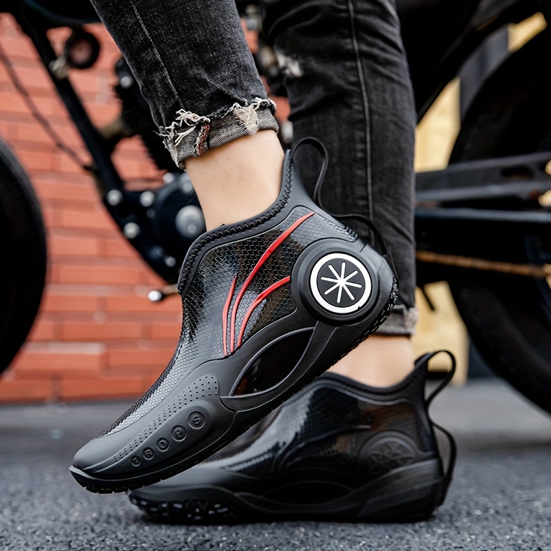mens and womens motorcycle rain boots high   fashionable outdoor short water shoes