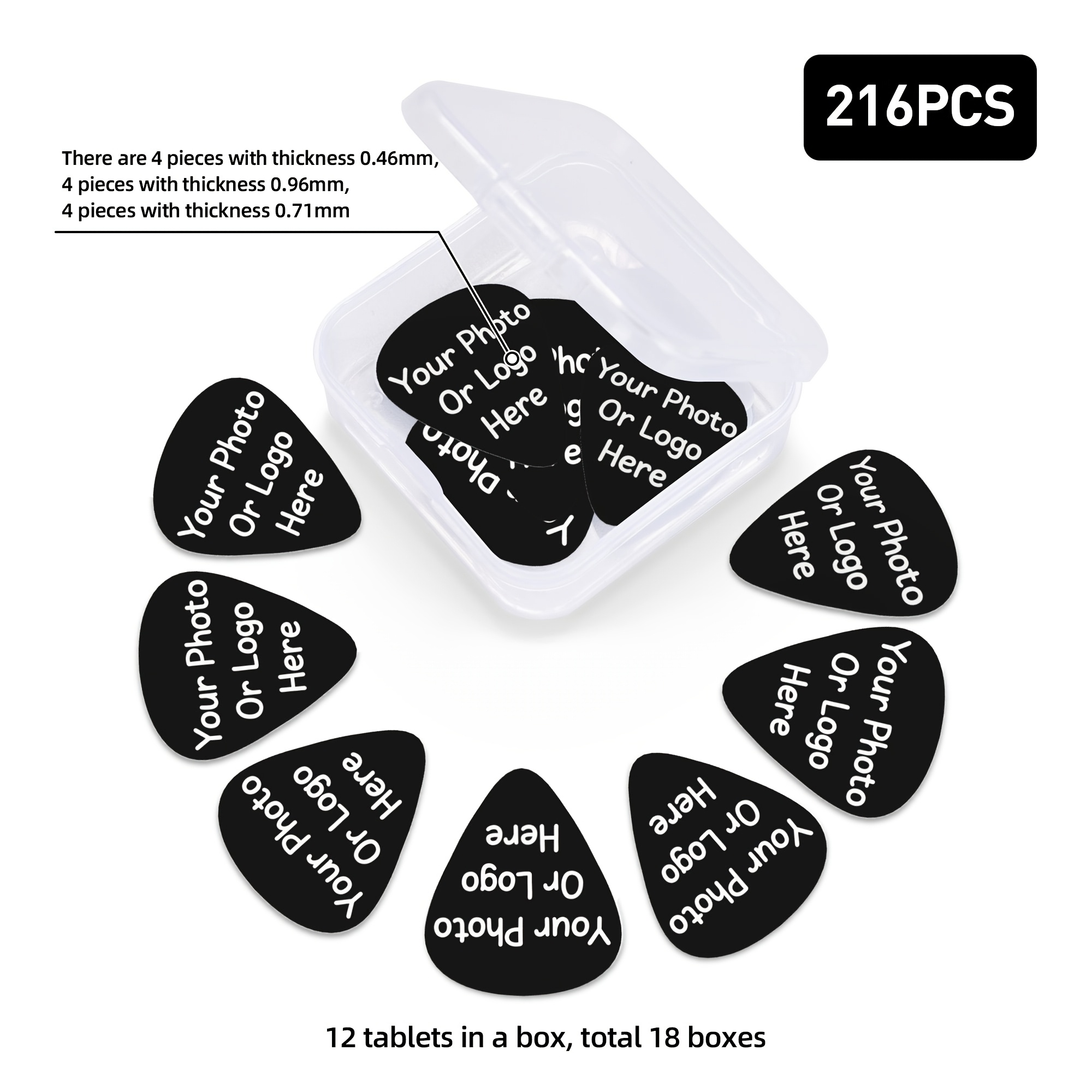 TEMU 60/108/120/144/216pcs Custom Single-sided Printing Guitar Picks, Personalized With Your Photo Text Or Name, Acoustic Electric Ukulele Picks Set,