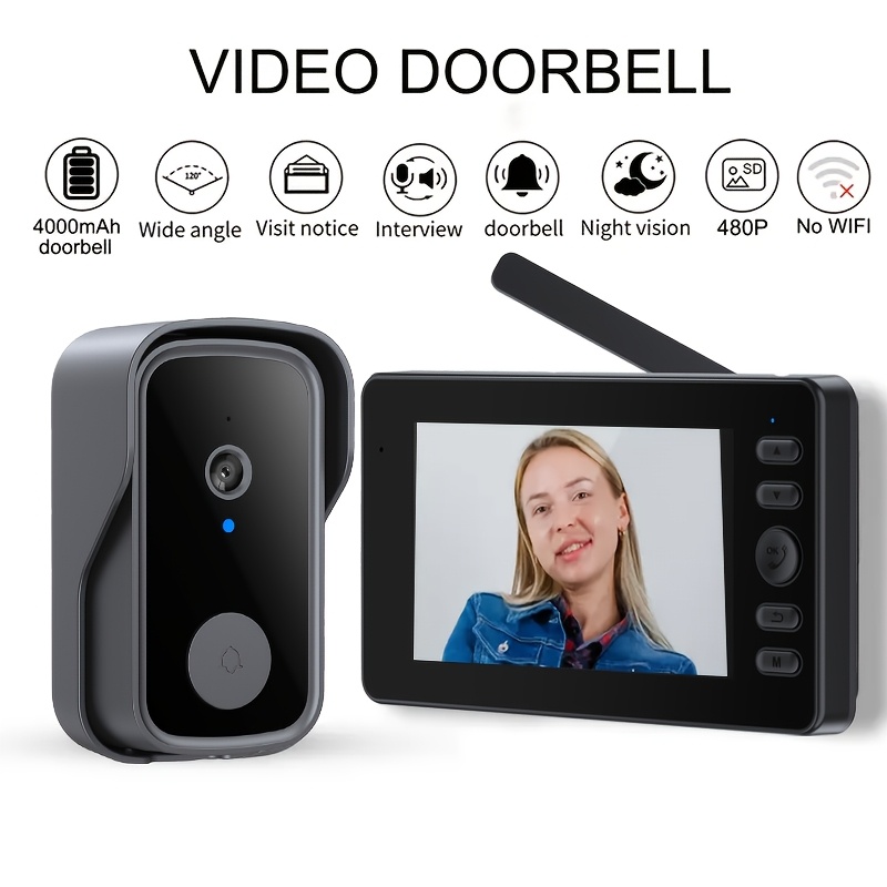 TEMU Hd 1080p Wireless Video Doorbell Camera, Video Doorbell Camera With Screen, Audio, Support Images & Videos Recordingnight Doorbell, Visual