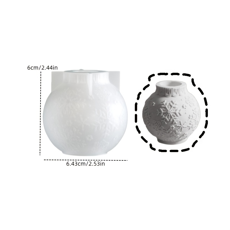 Image of Resin Silicone Mold 1pc Snowflake Pattern Lantern Ball Candle Holder Epoxy Mold Snow Sphere Candlestick Molds Handmade Gypsum Container Mold Christmas Home Decor Making Supplies