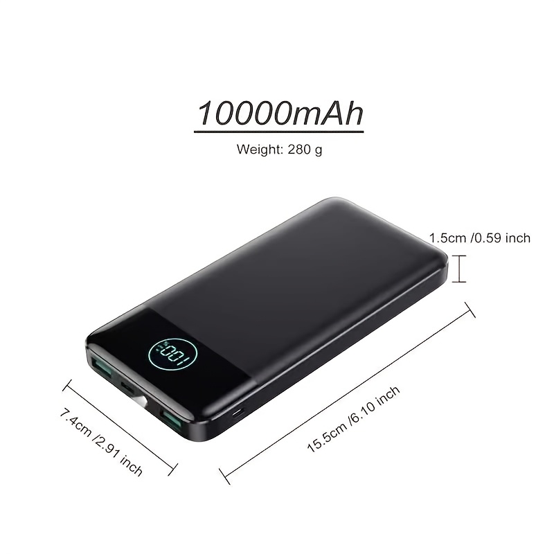 TEMU Mobile Power Bank Mini Portable Travel  Outdoor Power Supply Ultrathin 5v3a Battery Pack Usbc Input And Output External Phone Charger