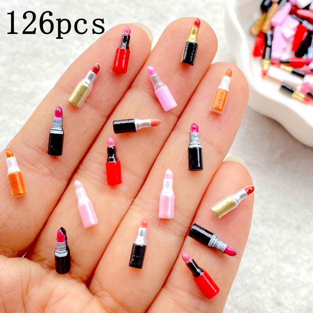 TEMU 46/86/126 piezas Mini Labiales de Color Mezclado Resina Dorso para Decoración de Uñas - para Nail Art, Álbumes de Recortes, Decoraciones de Boda