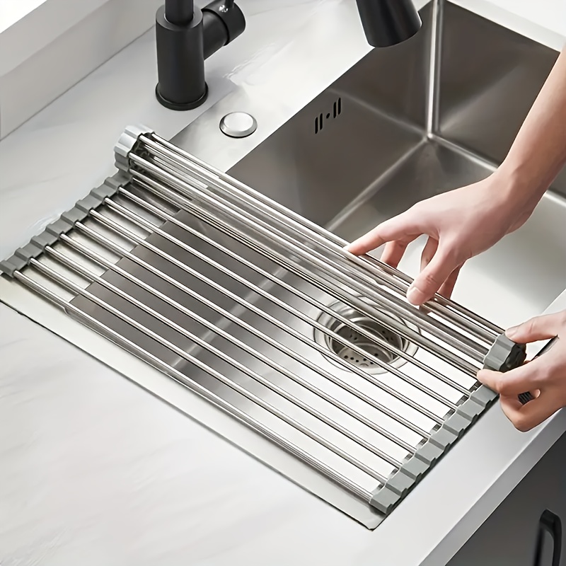 

Stainless Steel Material Transform Your Kitchen With Our Efficient Space-saver: Stainless Steel, Foldable, Multi-purpose Dish Drying Rack, Easy To Clean & Store
