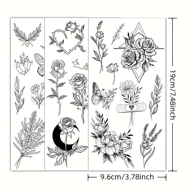 Image of 3 Sheets Of Watercolor Floral Transparent Transfer Stickers, Watercolor Plant And Pattern Art Decals For Diy Furniture, Glass, And Wood Crafts, Size 7.48" X 3.78