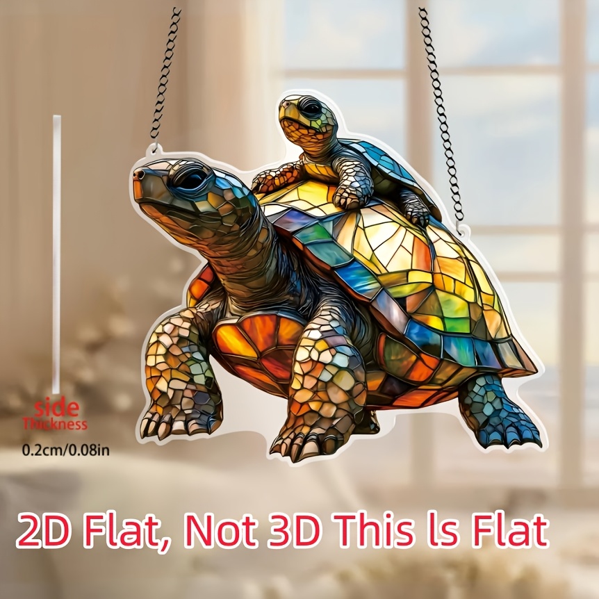 TEMU 2d Flat - 2d Vibrant For Turtle Light Catcher-8 Inch X 7.1 Inch Acrylic Decoration, Perfect Gift For , Wall And Room Decoration, Plastic, ,