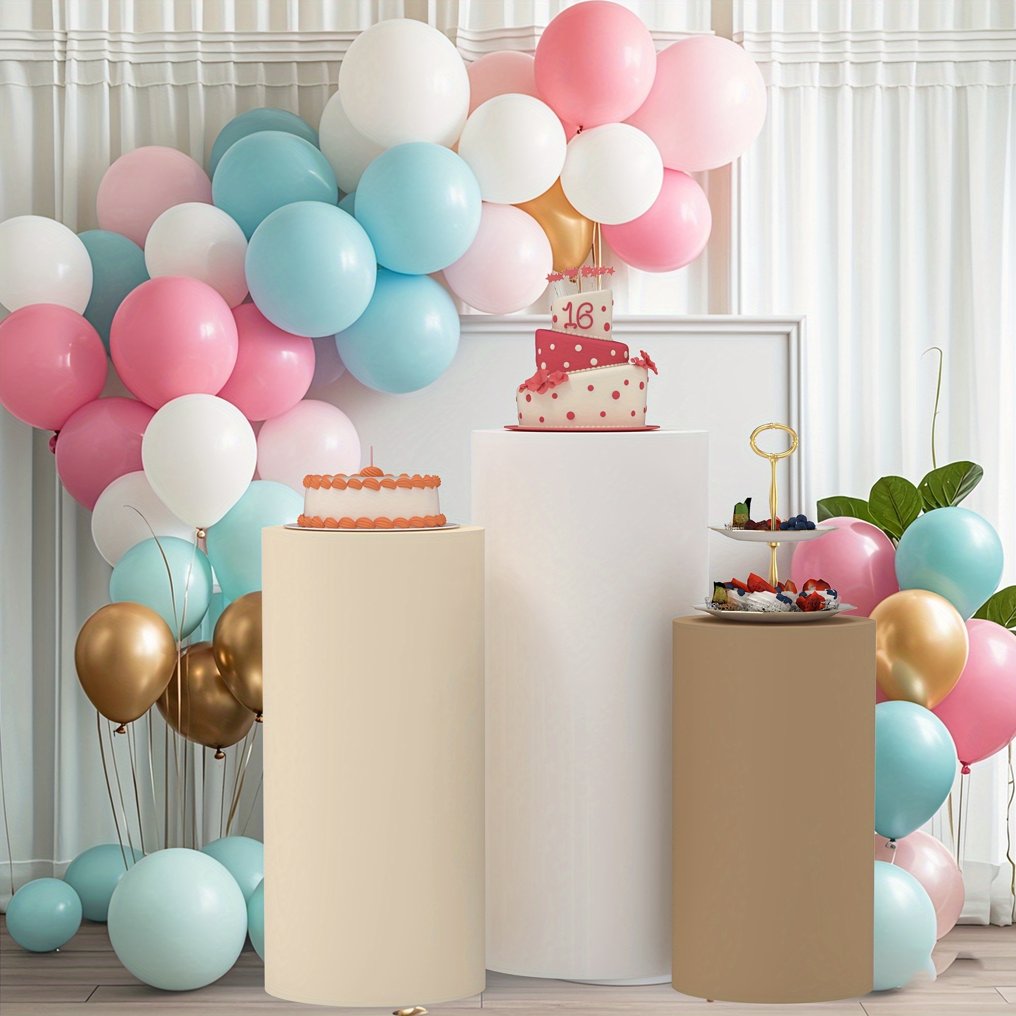 Housses Spandex Supports Cylindriques SaitiMade Lot De 5 Housses De Support Cylindrique En Bois Et élasthanne Pour Fête, Mariage Ou Fête Prénatale Housses Support Cylindrique Spandex