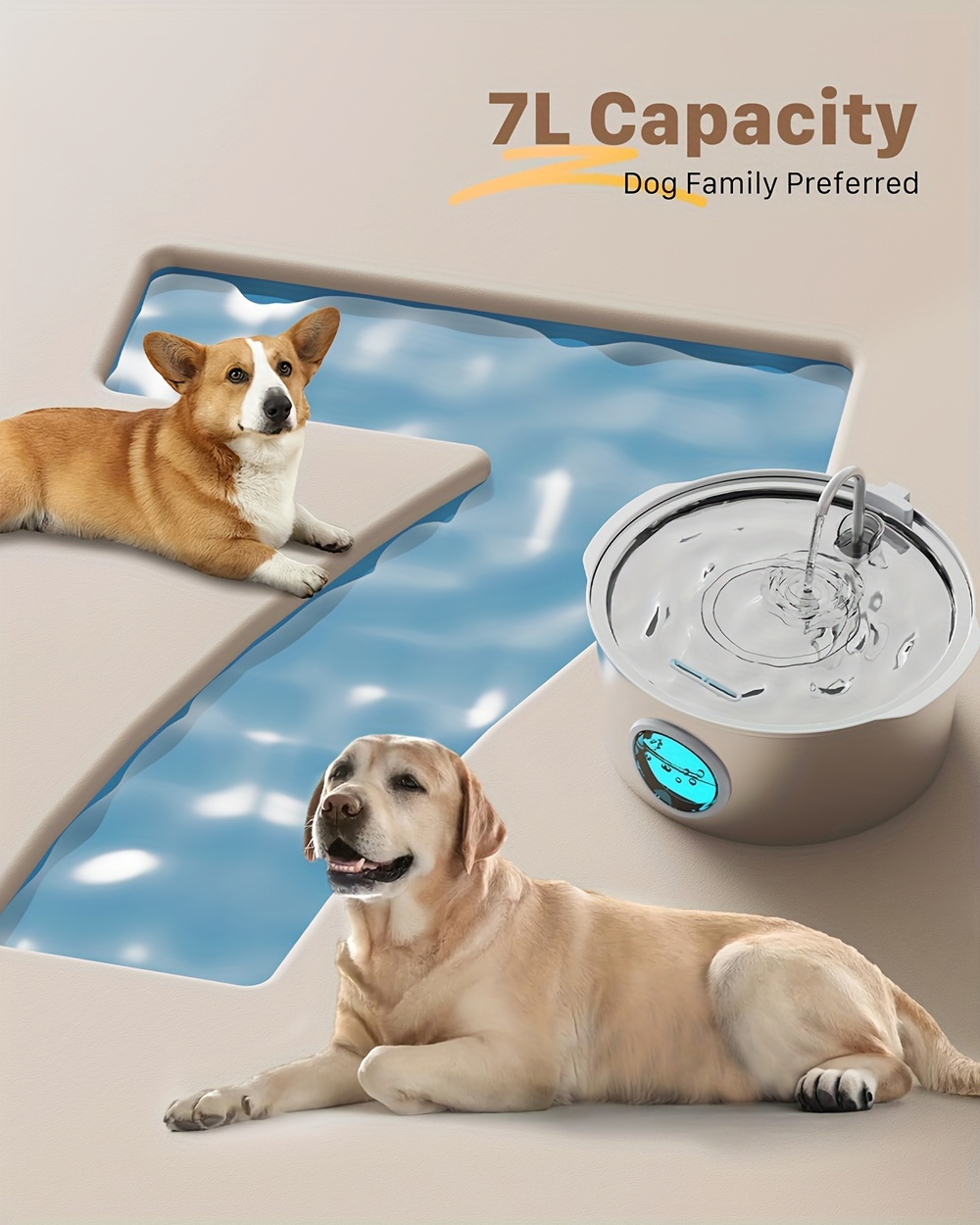 Ultimate 1.85gal Large Capacity Smart 304 Stainless Steel Dog Water Fountain - Automatic Pet Water Dispenser with Window, USB-Powered, No 5V 1A Plug, Replace Filter Chip & Clean Pump Monthly, Durable & Easy-Clean Design for Dogs & Cats, Dog Water Fountain, Cat Water Fountain, Modern Pet Accessory, Easyclean Material, Without Battery, Water Bowl for Dogs, Cat Fountain, Dog Water Dispenser, Cat Fountain Water 18 1.85gal Large Capacity Smart 304 Stainless Steel Dog Water Fountain - Automatic Pet Water Dispenser with Window, USB-Powered, No 5V 1A Plug, Replace Filter Chip & Clean Pump Monthly, Durable & Easy-Clean Design for Dogs & Cats, Dog Water Fountain, Cat Water Fountain, Modern Pet Accessory, Easyclean Material, Without Battery, Water Bowl for Dogs, Cat Fountain, Dog Water Dispenser, Cat Fountain Water