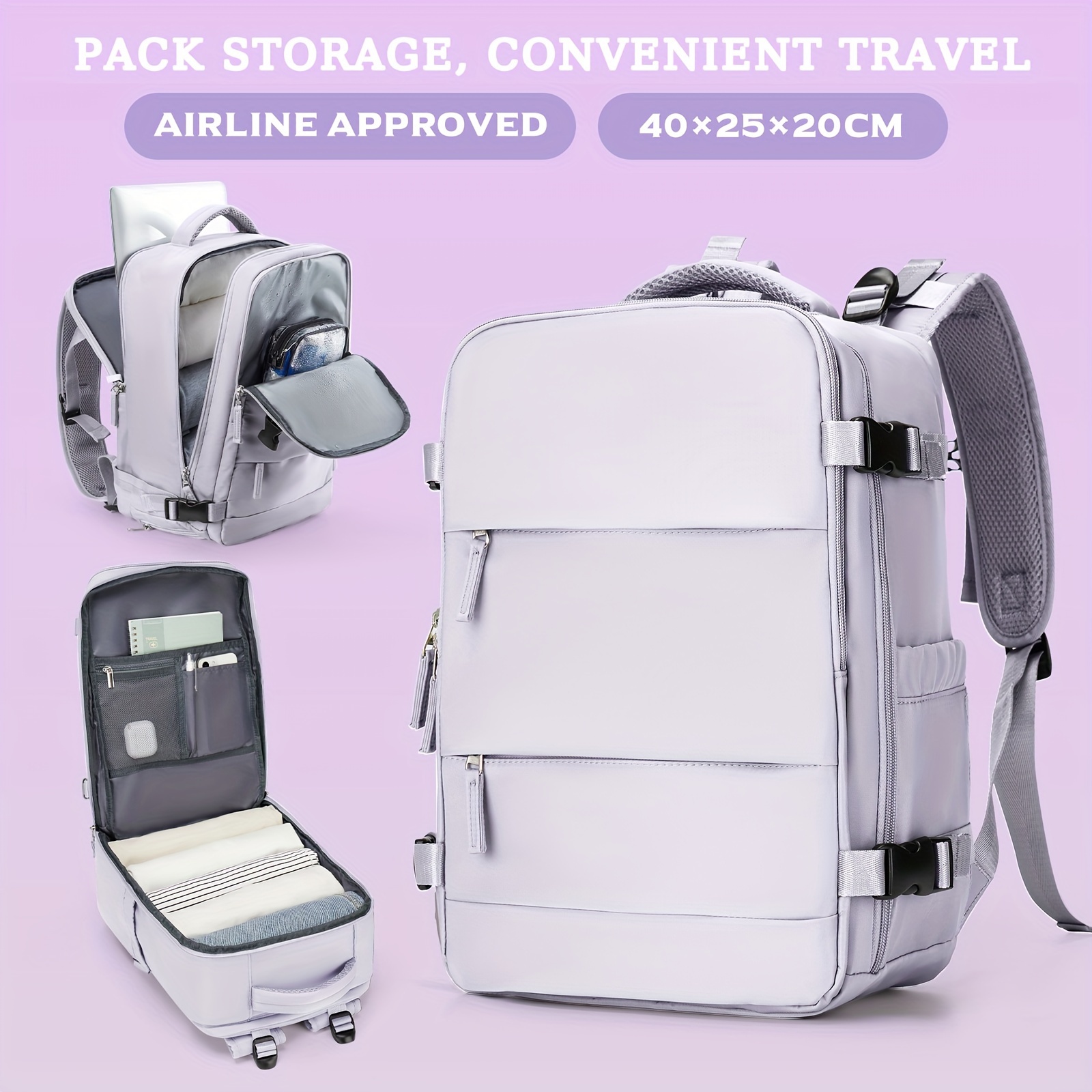 chic lavender womens backpack lightweight multi functional  display picture 3