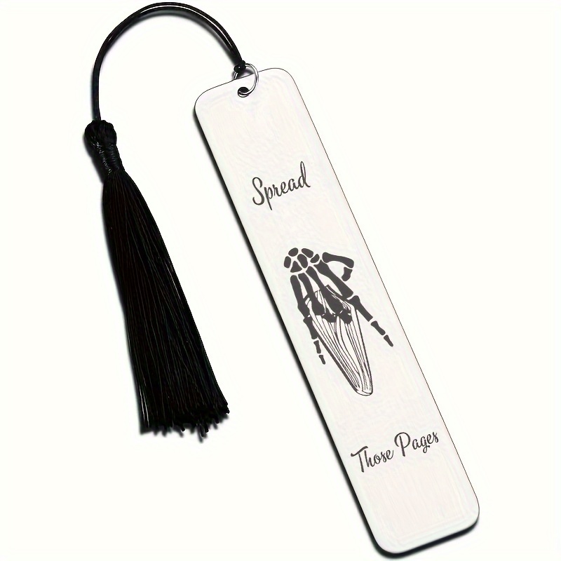 

Stainless Steel Bookmark With Black Tassel - Literary Laser Engraved Design For Book Lovers - Ideal Gift For Readers, Book Club, Christmas Stocking Stuffers & Birthday Celebrations - 1pc