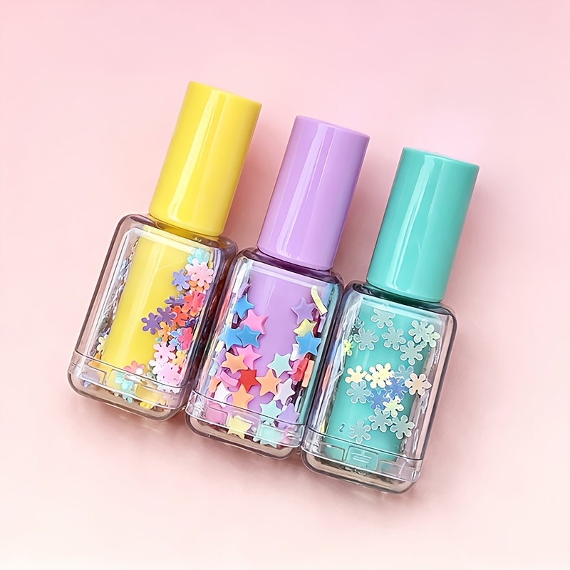 TEMU Ensemble de 3 surligneurs créatifs de style vernis à ongles de aléatoire, marqueurs fluorescents pour journal, marqueurs, cadeau de papeterie