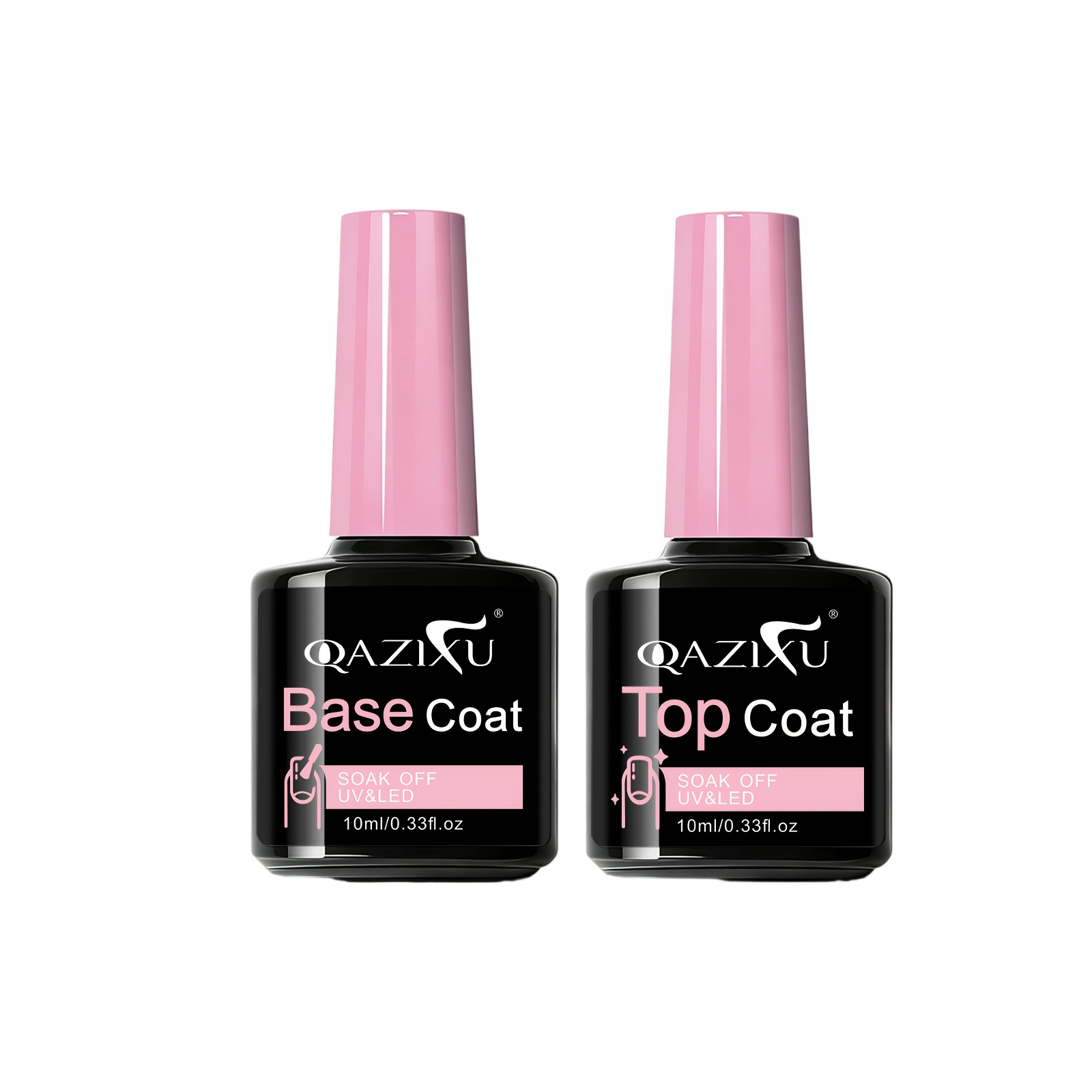 Image of Qazixu 10ml No-wipe Base Coat, And Top Matte Set Shiny Long-lasting Protective Soak-off Gel Semi-permanent Soak-off /led Gel Suitable For Diy Nail And Salon Suitable For Women And Adults