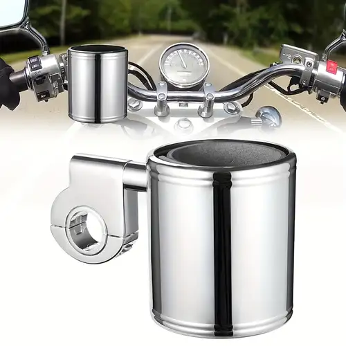 Universal Chrome Motorcycle Cup Holder – Adjustable Drink Bottle Holder For 7/8", 1", & 1.25" Handlebars – Fits Harley