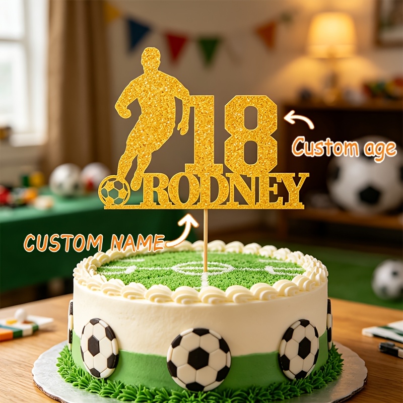 TEMU 1pc, Personalized Football-themed Birthday Cake Insert, Customizable , Suitable For Birthdays, Football Parties, Graduation Ceremonies,