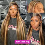 Highlight 13x4 HD Lace Front Echthaarperücken für Frauen P4 27 Ombre Braun Knochen Glatt Kleberfrei Transparent Peruanische Lace Frontalperücken 28 30 32 Zoll Lace Closure Perücke Farbige Perücke Details 6