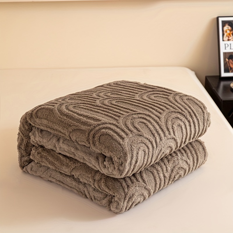 vintage jacquard knit striped plush bed blanket polyester roman column pattern machine washable with   cozy for living room bedroom office and camping sofa throw details 7