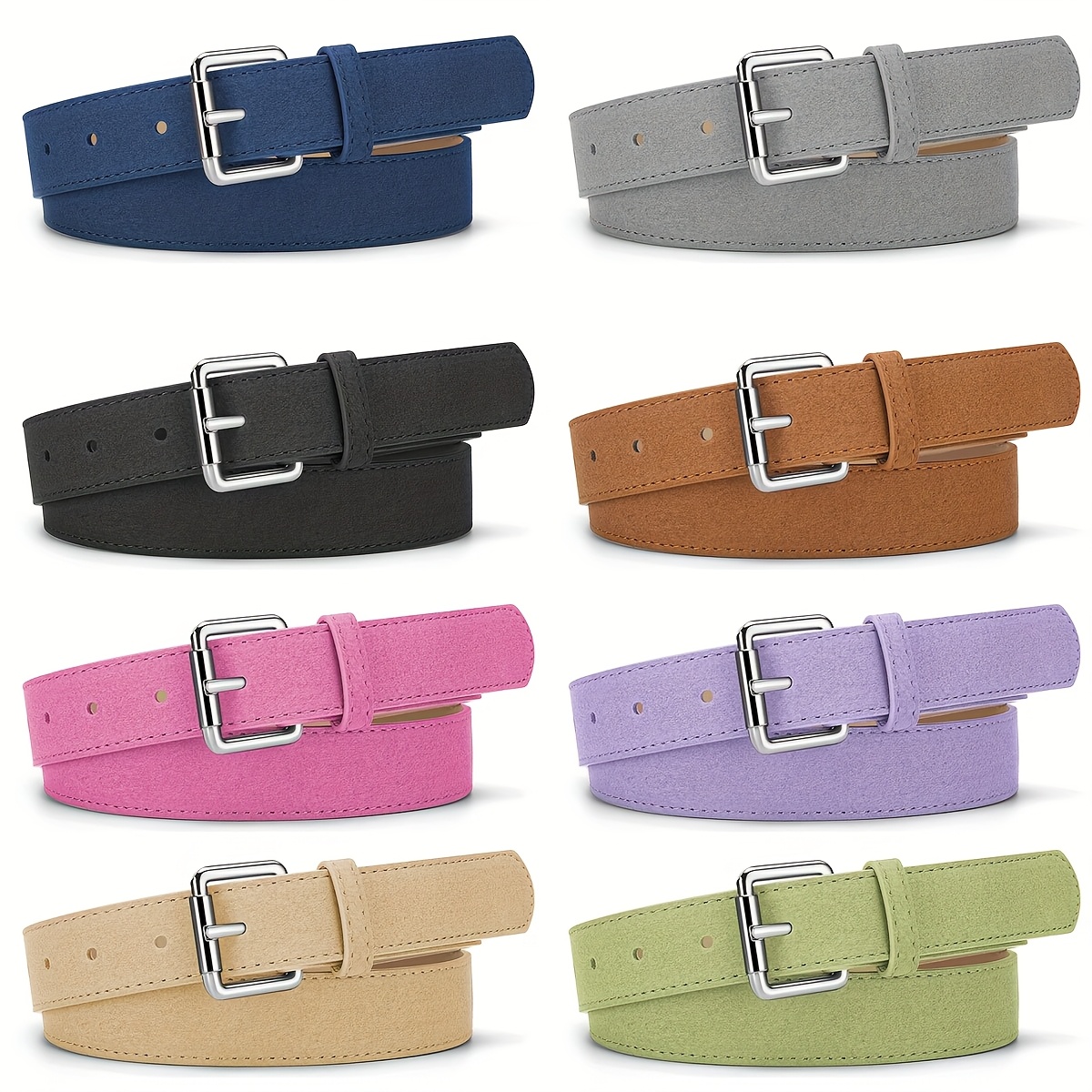 Chic 1-Pack Women's PU Belt, Simple Reverse Suede