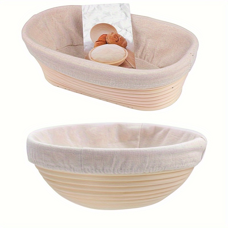 

Bohemian Style Wooden Bread Proofing Basket - Round & Oval, Food-safe For Sourdough Baking, Kitchen & Dining Essential Sourdough Bread Making Supplies Bread Storage Loaf Container