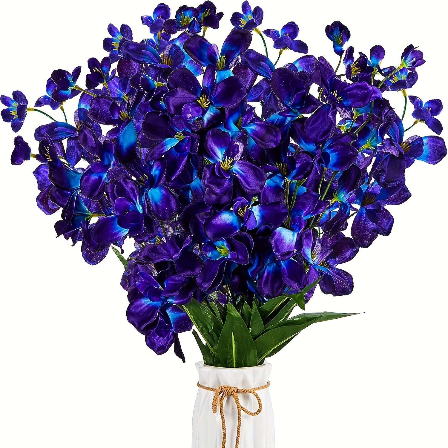 

Fabric Artificial Iris Flowers, 10 Stems Realistic Faux Blue Purple Blooms For Home Decor And Craft Embellishments