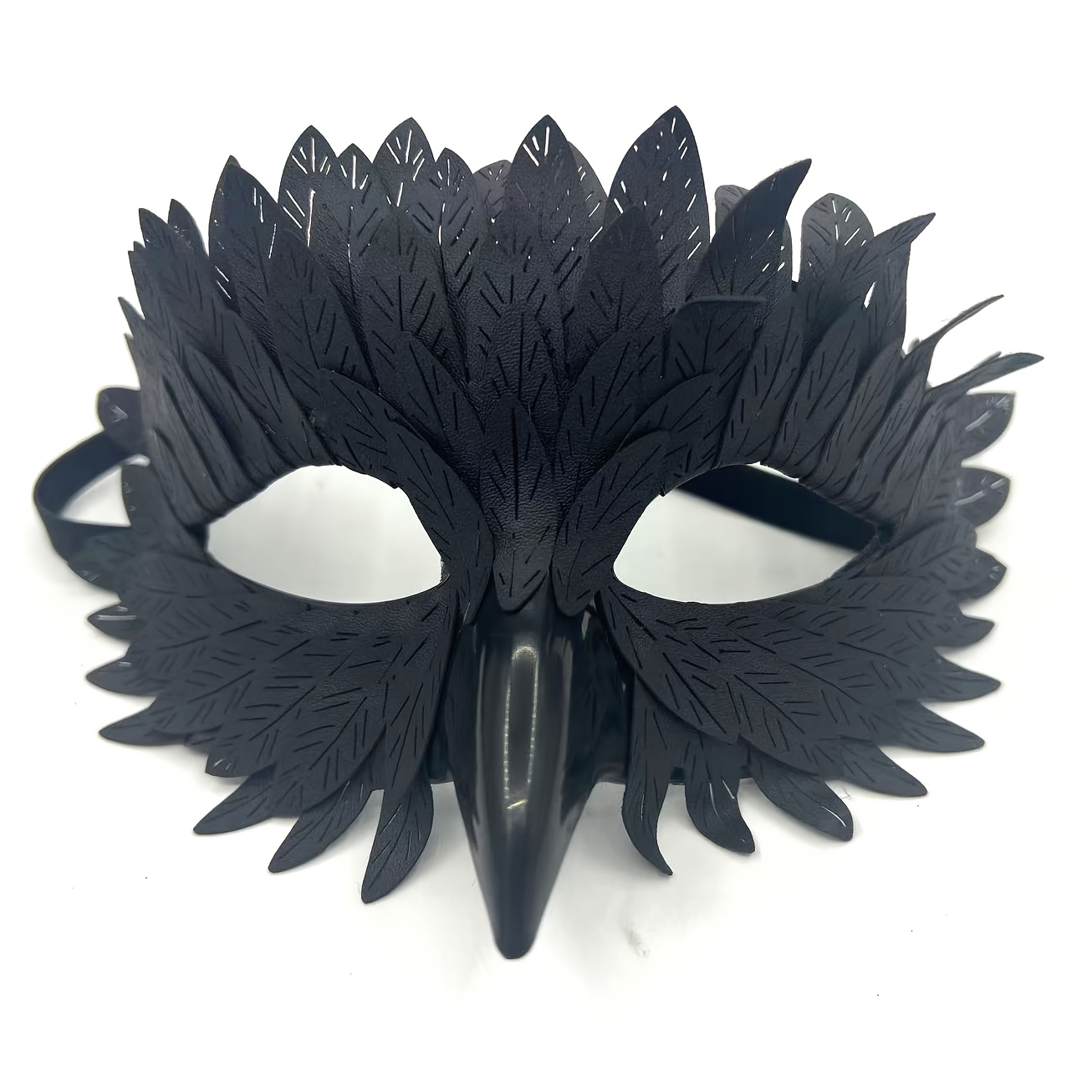 Elegant Black Birdbeak Feather Mask - Half Face, Fashionable Masquerade Accessory for Halloween, Christmas, Easter, Thanksgiving - Plastic, No Power Needed, Halloween Costume|Elegant Feather Mask|Plastic Mas