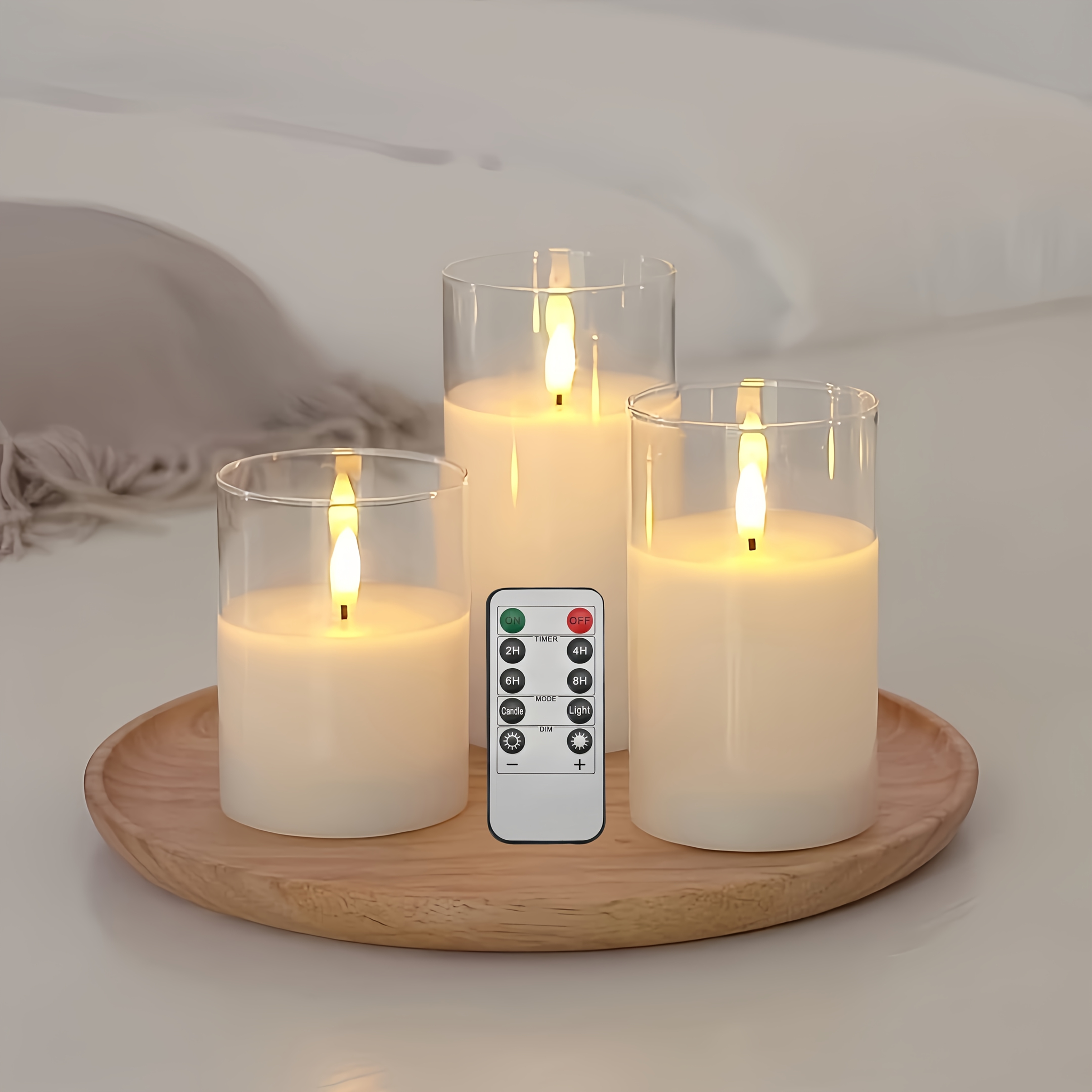 TEMU 3pack Flameless Candle Light, Clear Electronic Candle, Battery Powered ( Not Included), Birthday Wedding Decor, Suitable For Home, Bedroom, Wedding, Proposal, Christmas, Halloween, Dinner Party