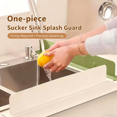 silicone splash guard for kitchen sink non slip easy clean countertop barrier with large suction cup fits standard sinks prevents and messes ideal for home and restaurant use kitchen sink accessory modern kitchen accessory