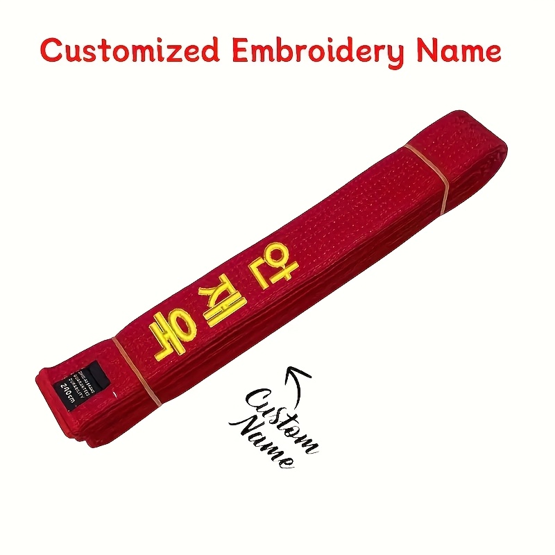 customized name 1pc martial arts belt durable acetate   for taekwondo judo ideal for fitness and grading colorful belt high quality fabric multiple colors   sports design belt durable fabric belt woven construction martial arts accessories