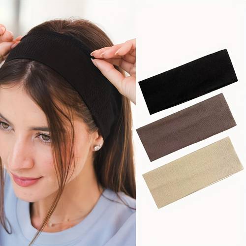 3pcs soft stretchy headbands for women comfortable sweat absorbing hair bands in solid colors running yoga fitness sports