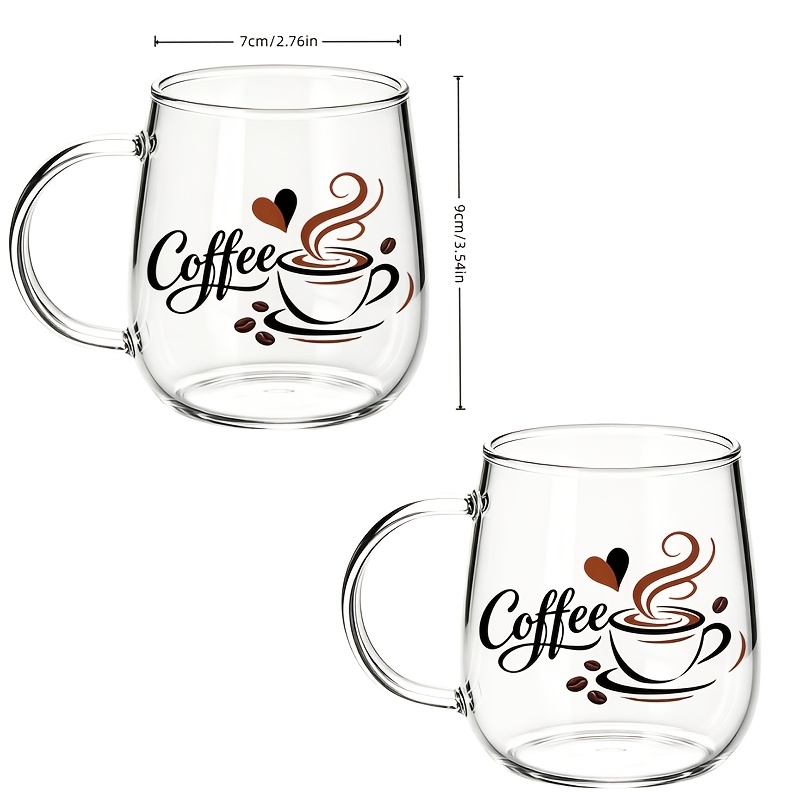 TEMU 2pcs Pattern Glass Cups, Handle High Borosilicate Heat-resistant Mugs, Retro Coffee Cups, Suitable For Coffee, Tea, Juice And Various Hot/cold