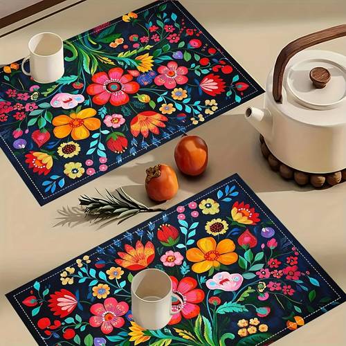 4pcs with flowers placemats fashion print pattern table mat for dining table kitchen party indoor holiday dinner parties and home decor table mats 12x18 inch llpcp15310