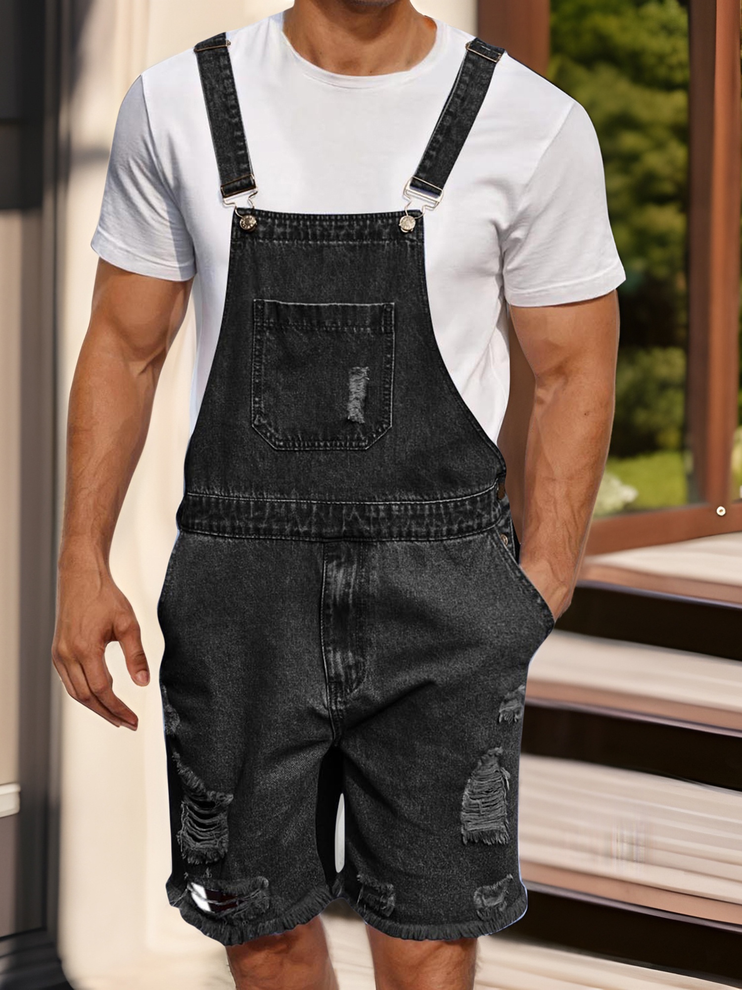 Vintage Denim Mens Shorts Jumpsuit Mens Denim Shorts Bib Overall
