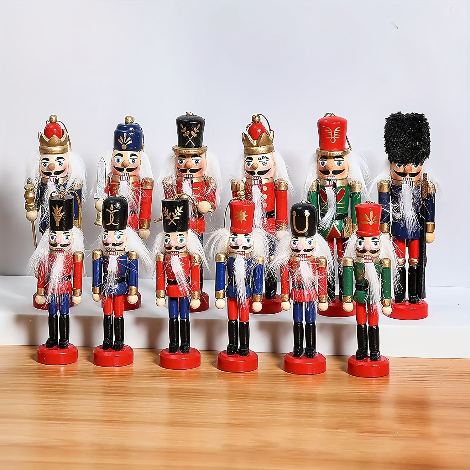 

Christmas Nutcracker Ornament Set, 6-piece Wooden Hand-painted Nutcracker Figurines, Traditional Holiday Decor, Festive Tree Hanging Decorations, Walnut Material, Ideal For Gifts And Collectibles