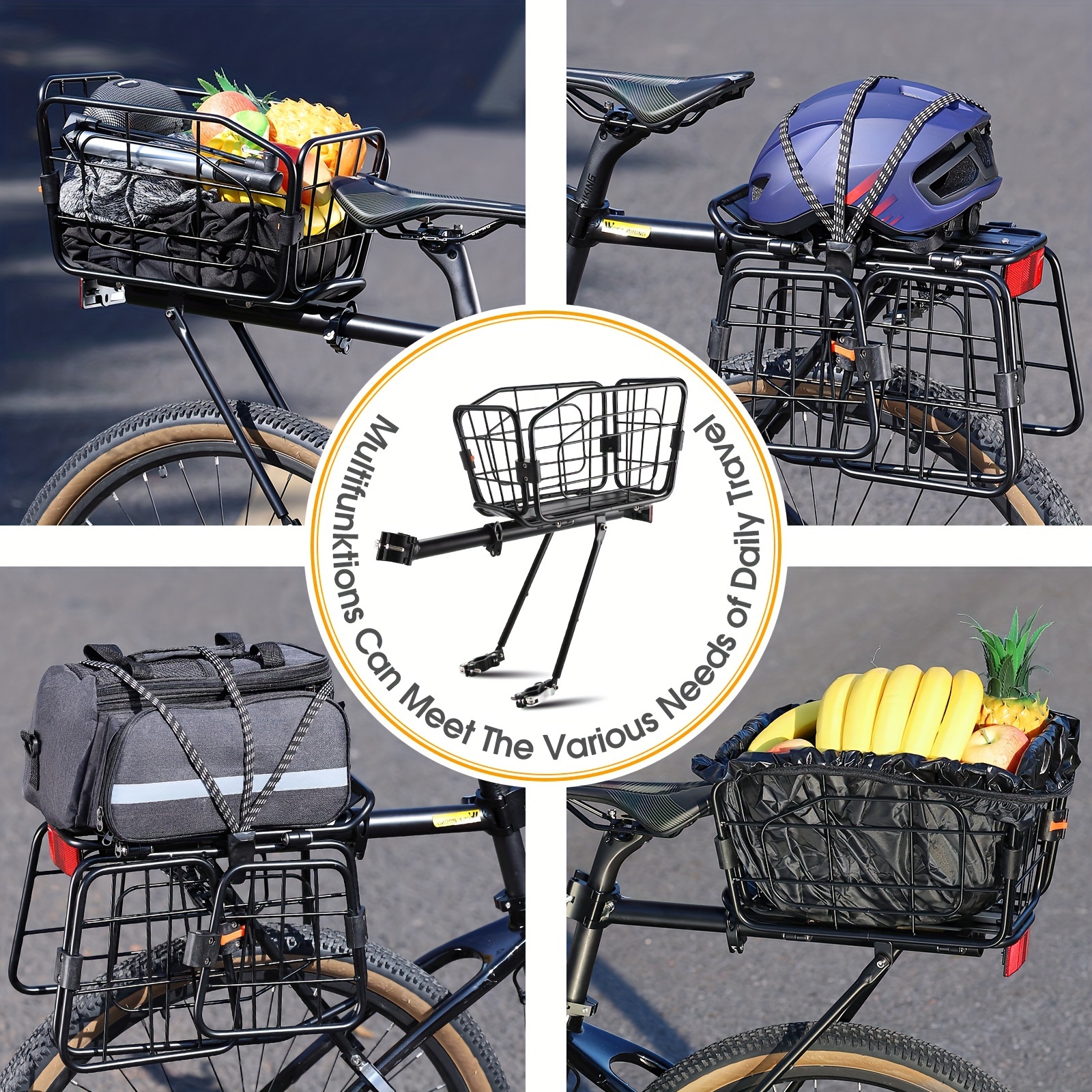 1pc bicycle rear carrier basket quick release mtb trunk rack for travel luggage details 5