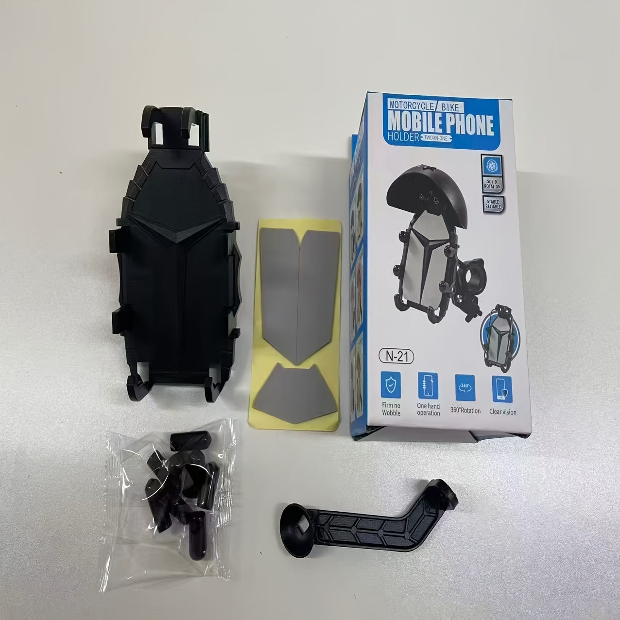 TEMU Motorcycle Phone Mount With Sun And Rain Visor, 8-claw Anti-shake Phone Holder For Handlebar, 360° Rotation One-hand Operation, Anti-drop Cell