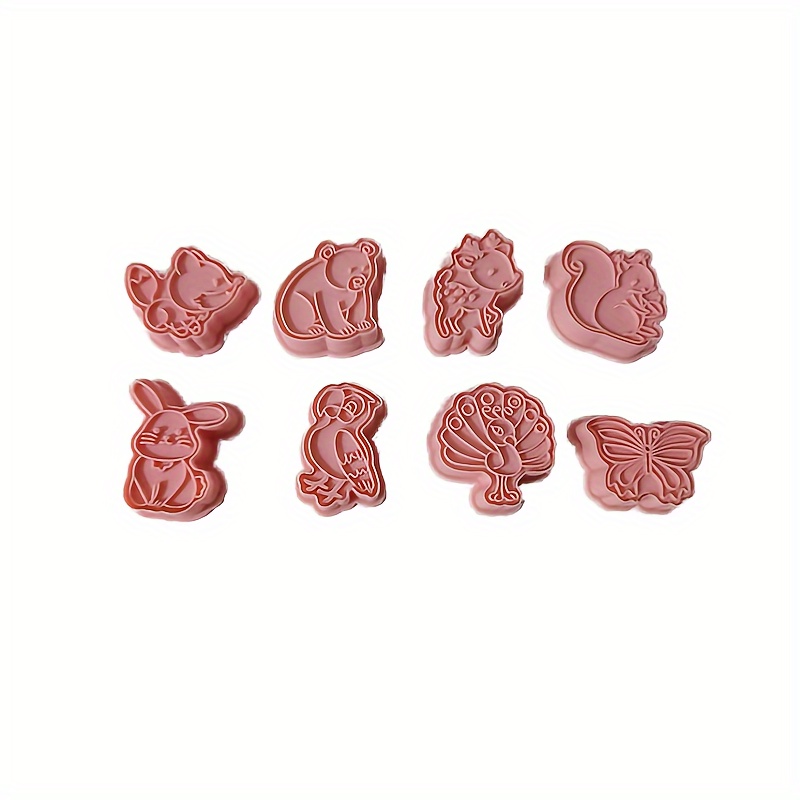 8pcs Small Animal Press Mold Cookie Cutter, Squirrel Rabbit Deer, Easy To Operate