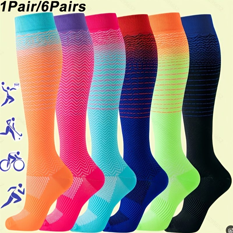E-shop Geschenk für Mama 1 Paar/6 Paar Kompressionssocken für Herren Damen elastische kniehohe Socken weich atmungsaktiv Fitness geeignet für