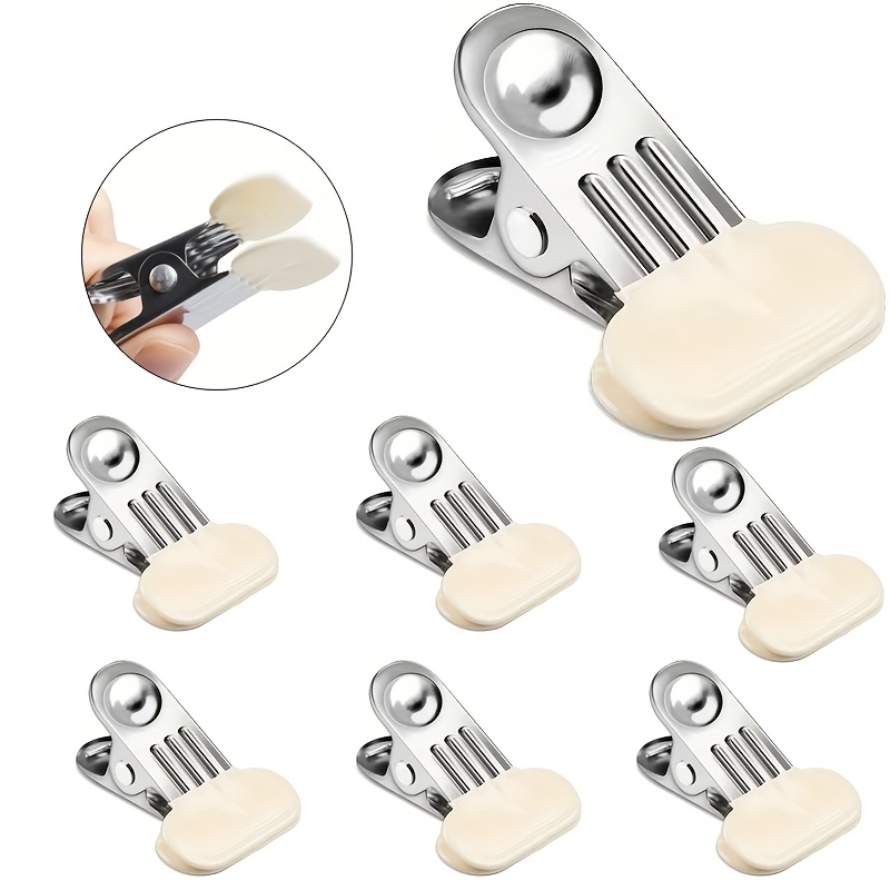 TEMU 14 pezzi/7 pezzi Clip per sacchetti alimentari in acciaio inossidabile, dimensioni grandi, sigillatura, clip a bocca piatta senza per