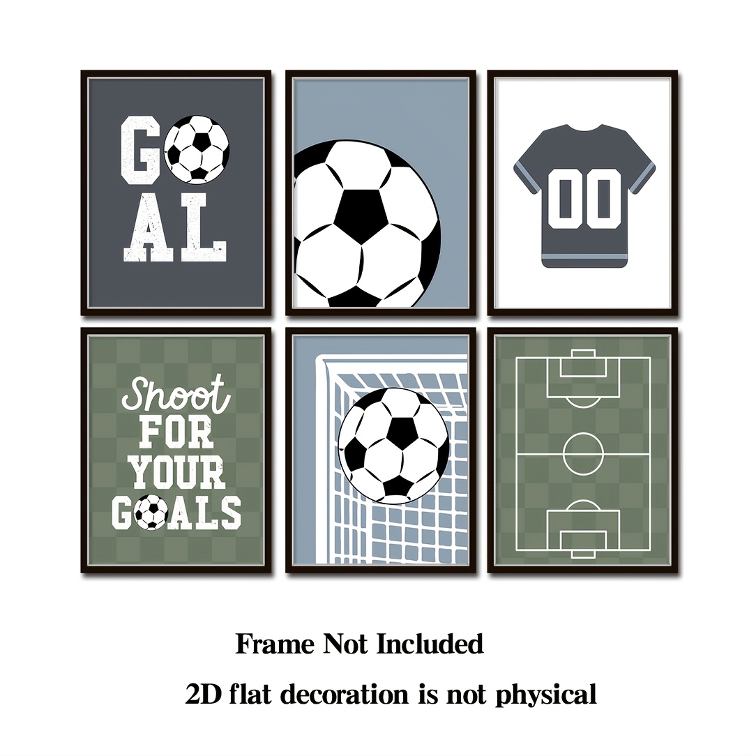 TEMU 2d Flat, 2d Flat, 2 D -pack Soccer Themed Posters, 8x10 Inch, Unframed Sports Wall Art For Bedroom, Living Room Decor, Motivational Football