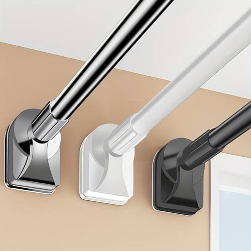adjustable tension rod made of stainless steel with plastic ends no drilling required suitable for shower curtains window curtains door curtains and clothes drying on in silvery black white and grey