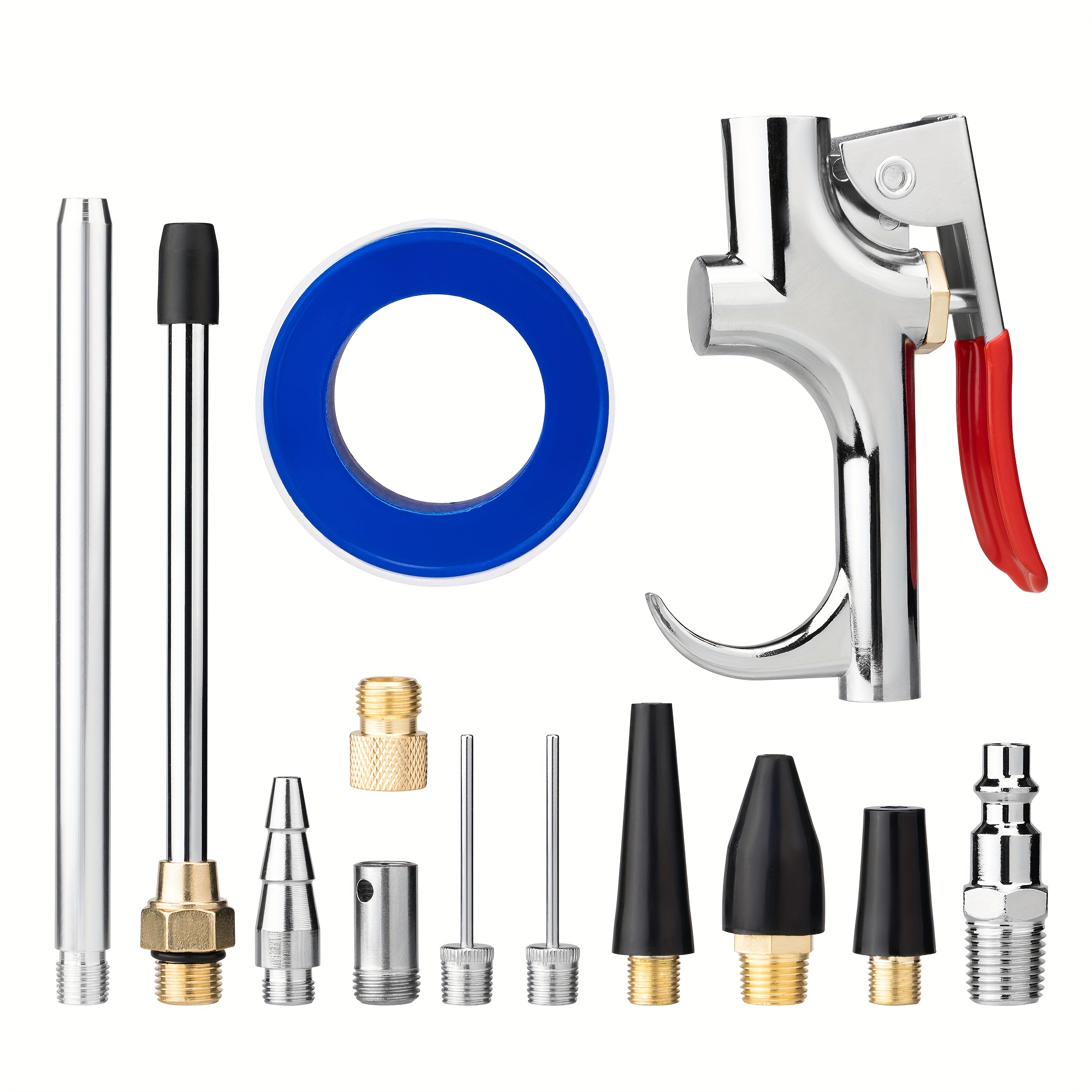 Image of 13pcs 2- Air Nozzle Blow Gun Set, Air Nozzle Kit With 1/4in Standard Quick Fitting And 8 Air Nozzles, Air Compressor Accessories For Air Inflation And Dedusting