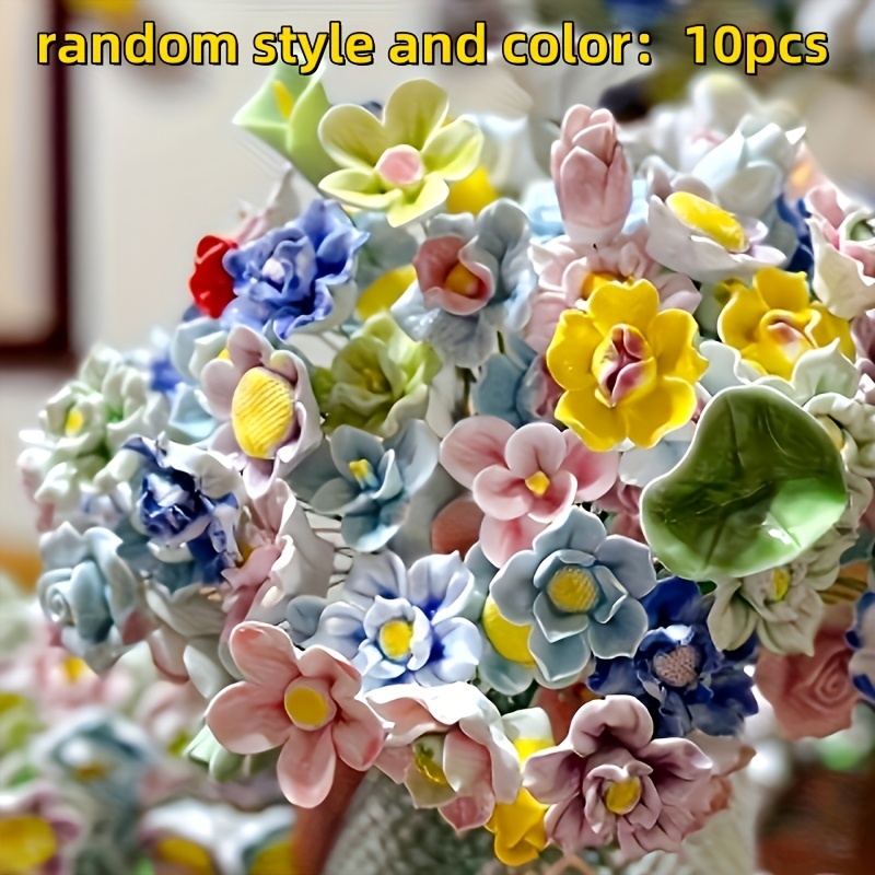 Ceramic Flower Set - Handcrafted, , Ideal For Home Decor - Perfect Valentine&;s Day, Christmas, Mother&;s Day Gift, Random
