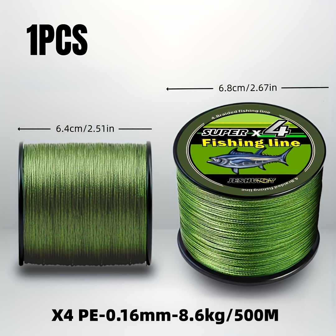 TEMU 500M Super Sterke Vislijn, 4-Strengs Multi-Filament PE Gevlochten Lijn, Beschikbare Testkrachten: 15/19/26/29/34/45/54/66/75/85LB, Soepele Lange