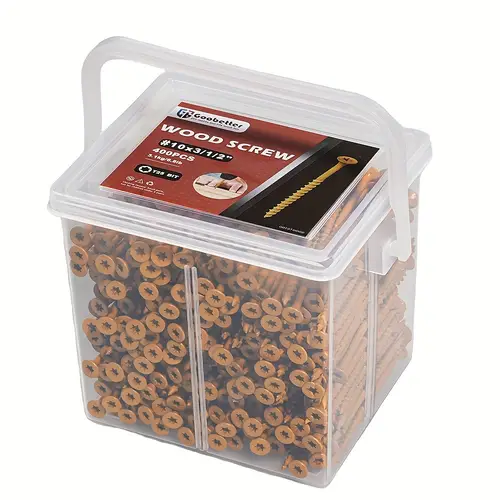 400pcs deck screws set t25 torx self tapping wood screws exterior deck screws 10 3 1 2 rust resistant exterior deck screws with yellow ceramic coating for ideal for wood fastening