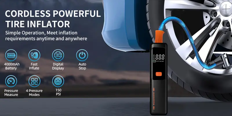 air pump for car tires tire inflator portable air compressor tire air pump for car suitable for bicycle tires motorcycle tires and   types of balls portable air compressor for tire inflator tire pressure gauge car accessories Product details 1
