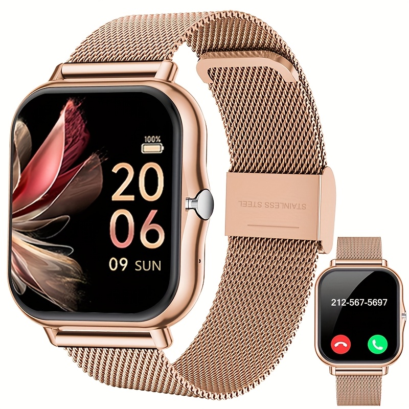 Smartwatch with Stainless Steel Mesh Band, Multiple Sports Modes, Compatible with iPhone and Android Systems, Best Gift Choice