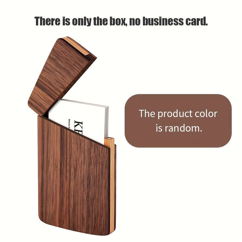 Image of 1pc Recycled Wood Portable Business Card Holder - Open Lid Design, No Burrs, Compact & Durable Card Case For Professionals, Ideal Gift, Professional Accessory, Natural Walnut Finish, Smooth Texture