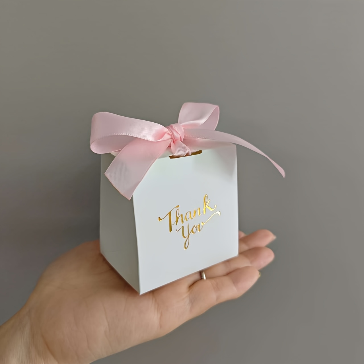 TEMU Gift For Her/him 20pcs White Thank You Gift Box With Ribbon Decoration, For Parties And Holidays, Gift Box, Wedding Favor Box, Festive Decor, ,