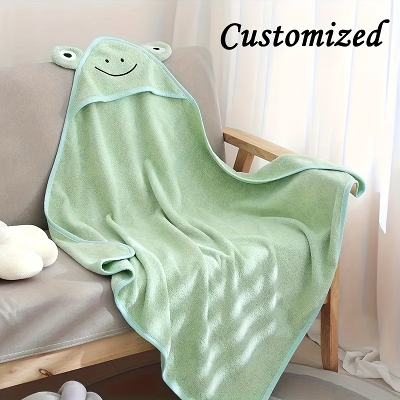 TEMU 1pc Personalized Customized Cute Cartoon Hooded Bath Towel For - Soft, Quick-drying, Absorbent Coral Fleece Cloak – Fade-resistant, Towel Cloak,