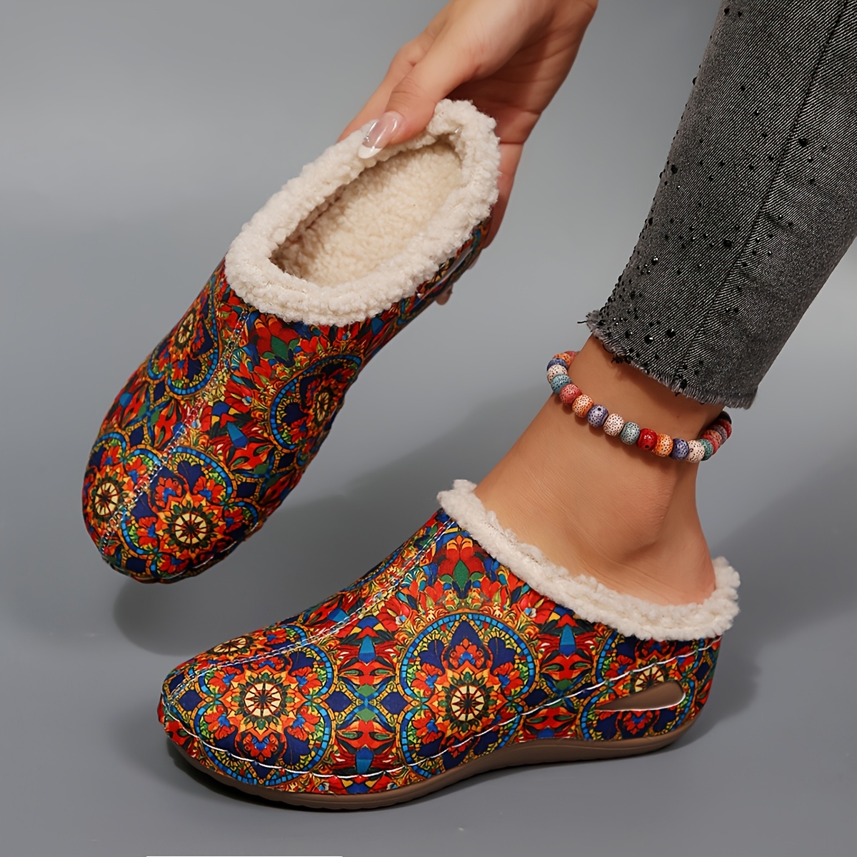 TEMU Women's Mule Shoes, Thickened And Plush-lined For Autumn/winter, High-quality Winter Shoes For Women, Fashionable And Elegant, Elegant And